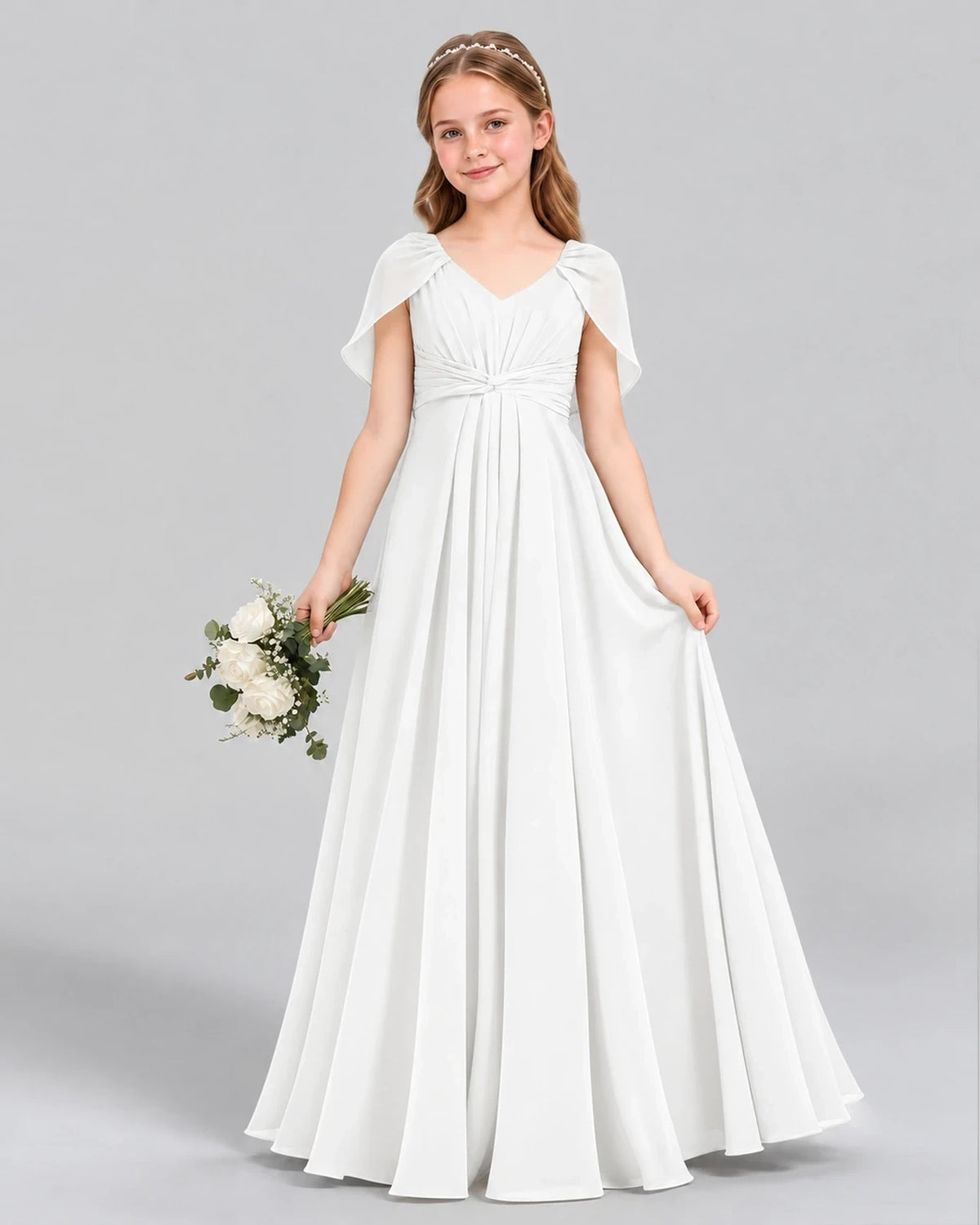 Ivory A-line Junior Bridesmaid Dress Front