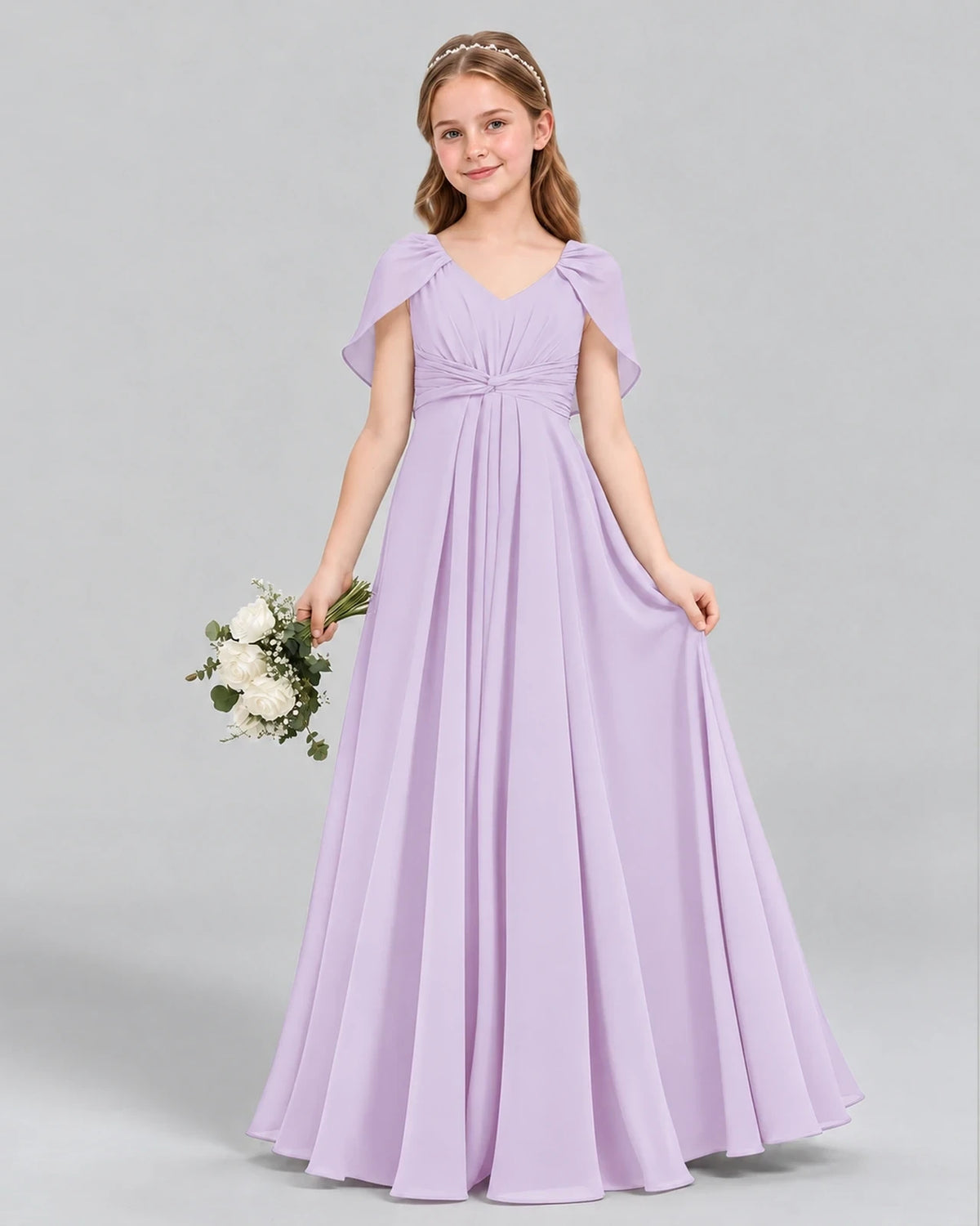 Lavender A-line Junior Bridesmaid Dress Front