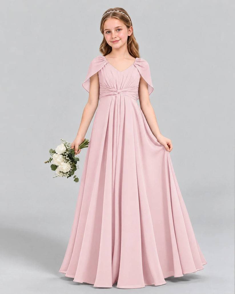 Pink A-line Junior Bridesmaid Dress Front