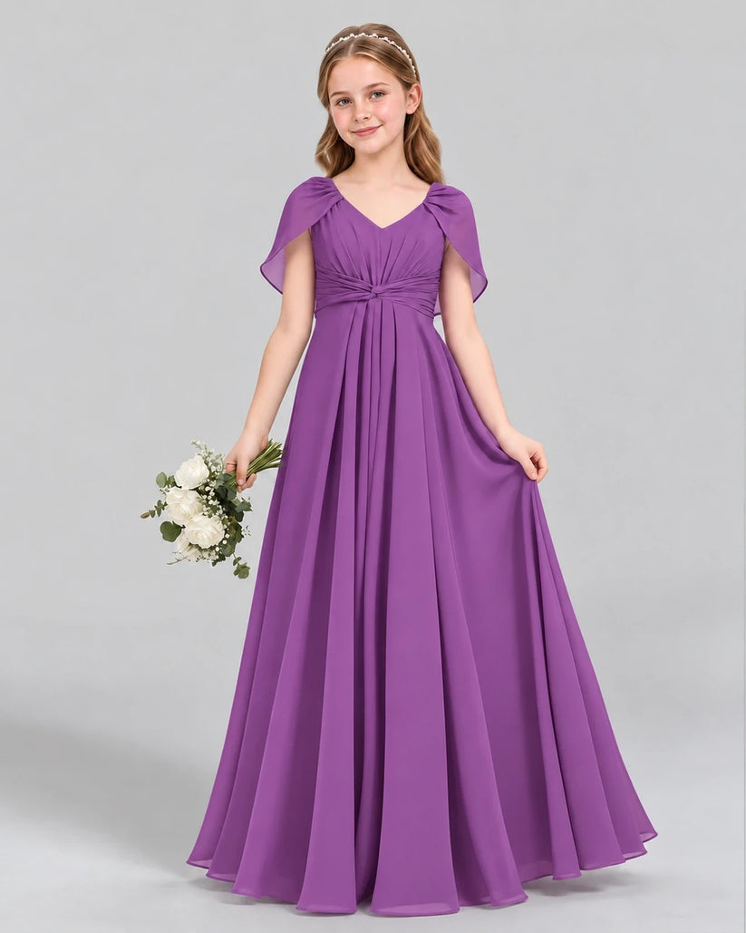 Purple A-line Junior Bridesmaid Dress Front