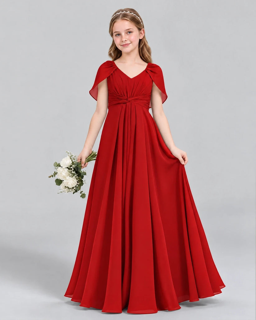 Red A-line Junior Bridesmaid Dress Front