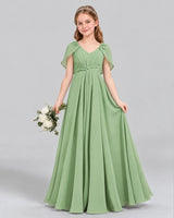 Sage Green A-line Junior Bridesmaid Dress Front