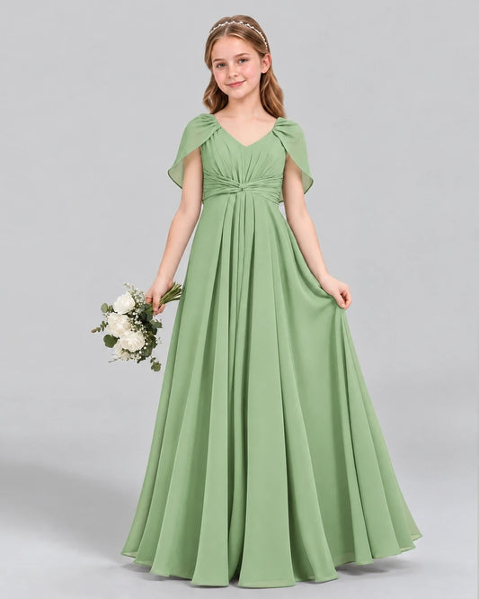 Sage Green A-line Junior Bridesmaid Dress Front