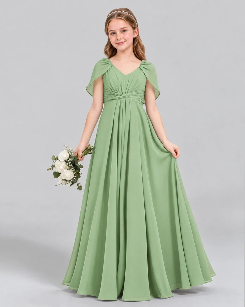 Sage Green A-line Junior Bridesmaid Dress Front