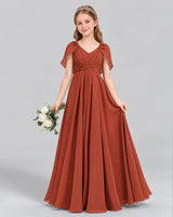 Vermilion A-line Junior Bridesmaid Dress Front