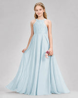 Baby Blue A-line Junior Bridesmaid Dresses Front