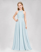 Baby Blue A-line Junior Bridesmaid Dresses Side