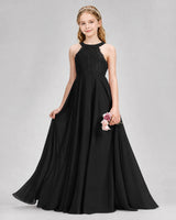 Black A-line Junior Bridesmaid Dresses Front