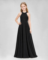 Black A-line Junior Bridesmaid Dresses Side