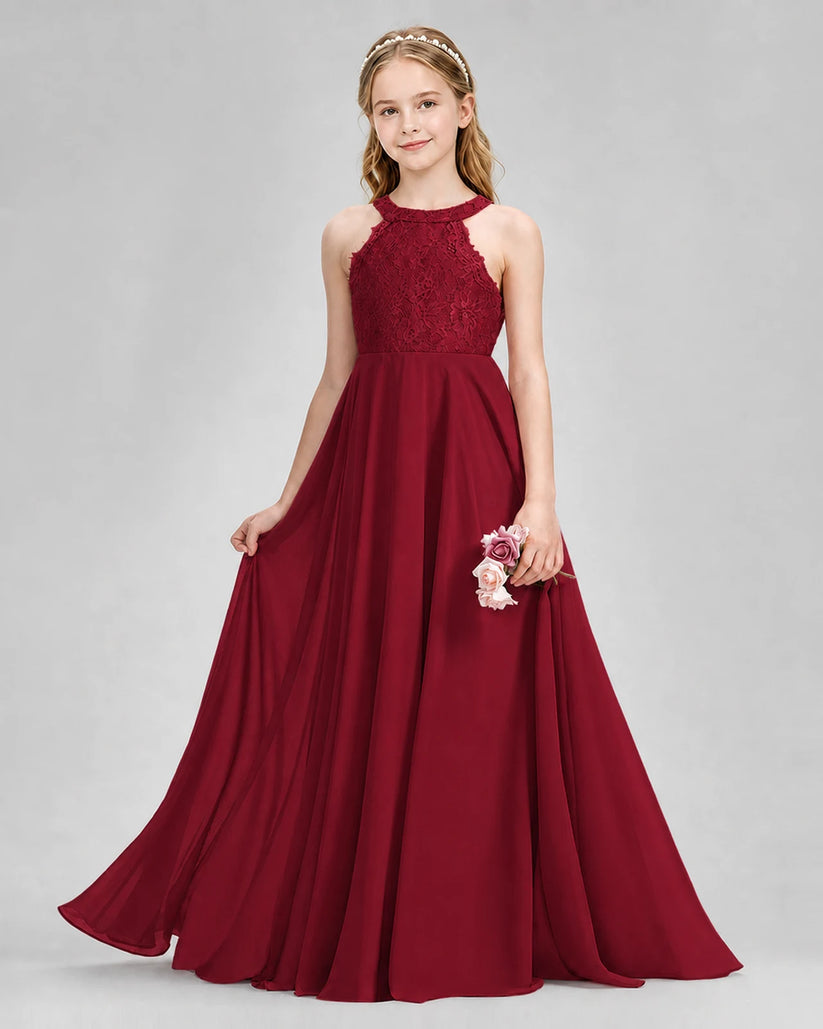 Burgundy A-line Junior Bridesmaid Dresses Front