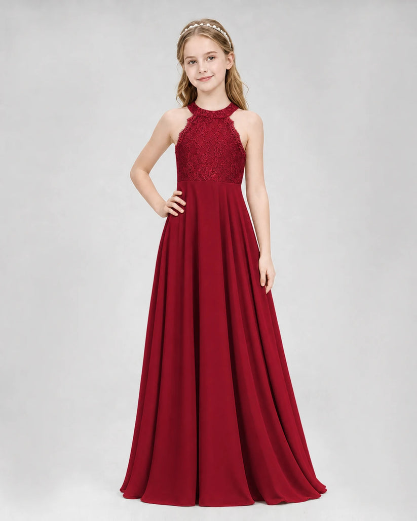 Burgundy A-line Junior Bridesmaid Dresses Side