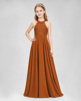 Burnt Orange A-line Junior Bridesmaid Dresses Side