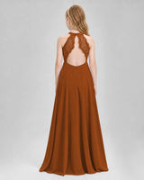 Burnt Orange A-line Junior Bridesmaid Dresses Back