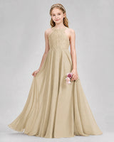 Champagne A-line Junior Bridesmaid Dresses Front