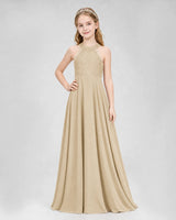 Champagne A-line Junior Bridesmaid Dresses Side