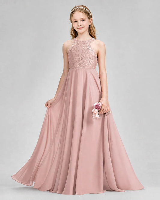 Dusty Rose A-line Junior Bridesmaid Dresses Front