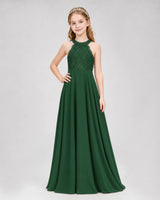 Emerald Green A-line Junior Bridesmaid Dresses Side