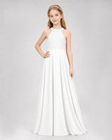 Ivory A-line Junior Bridesmaid Dresses Side