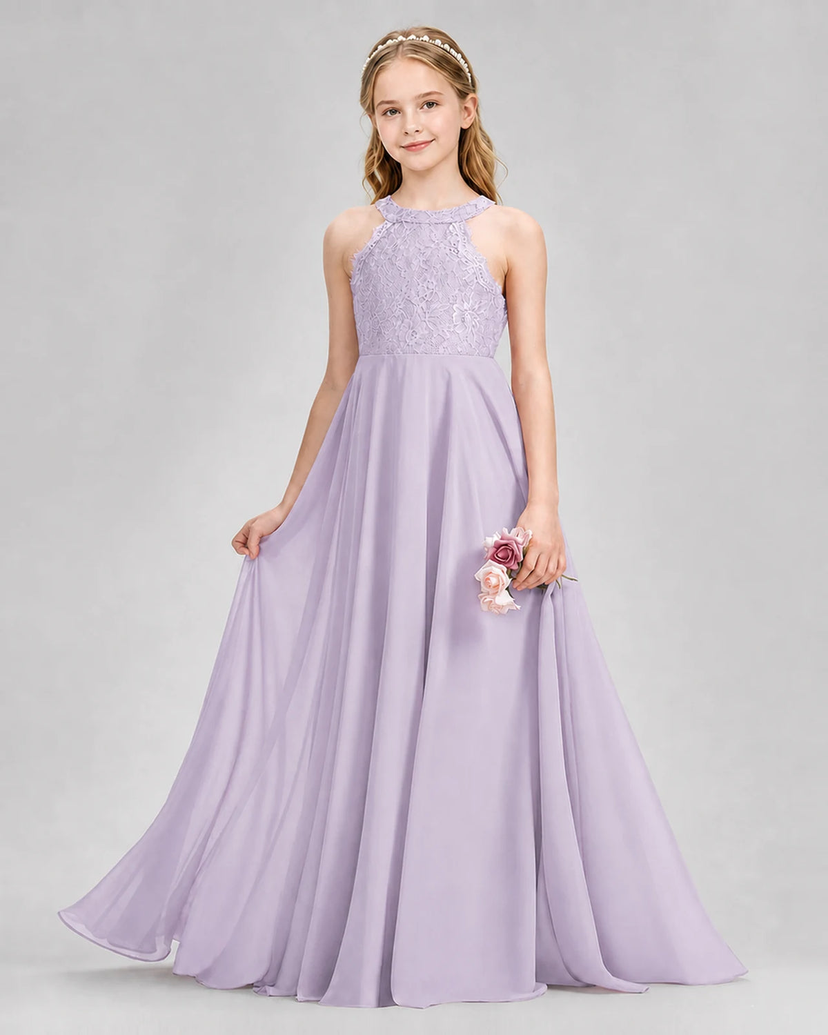 Lavender A-line Junior Bridesmaid Dresses Front