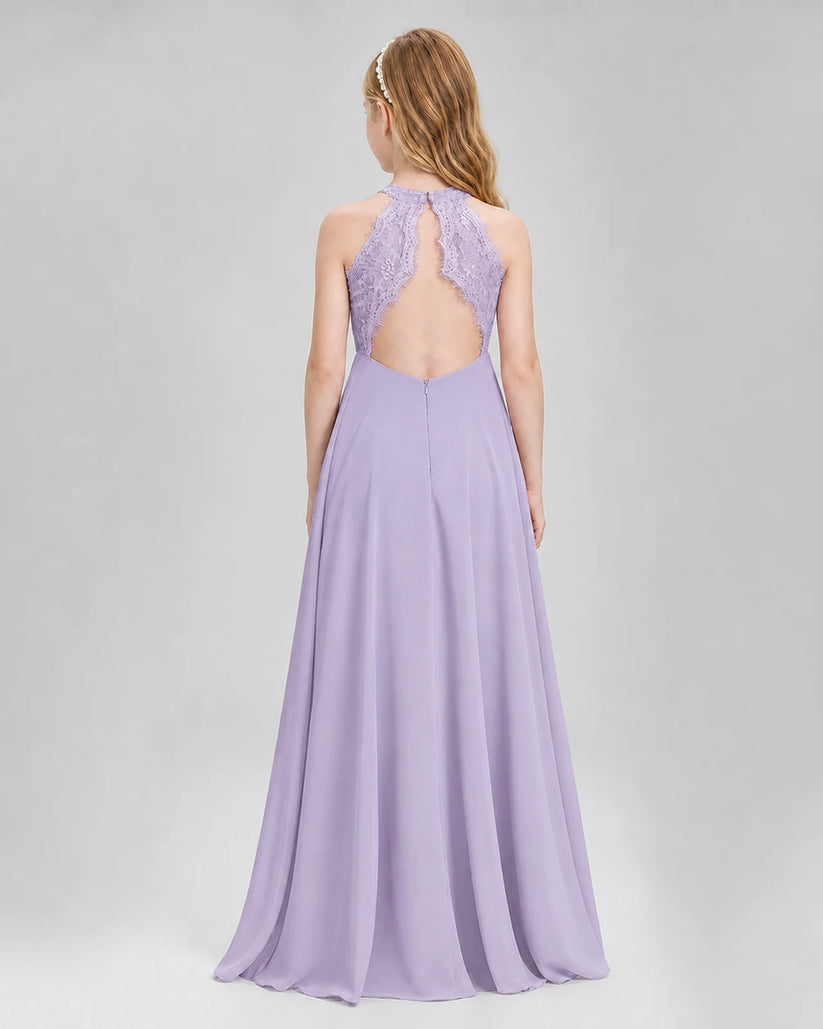 Lavender A-line Junior Bridesmaid Dresses Back