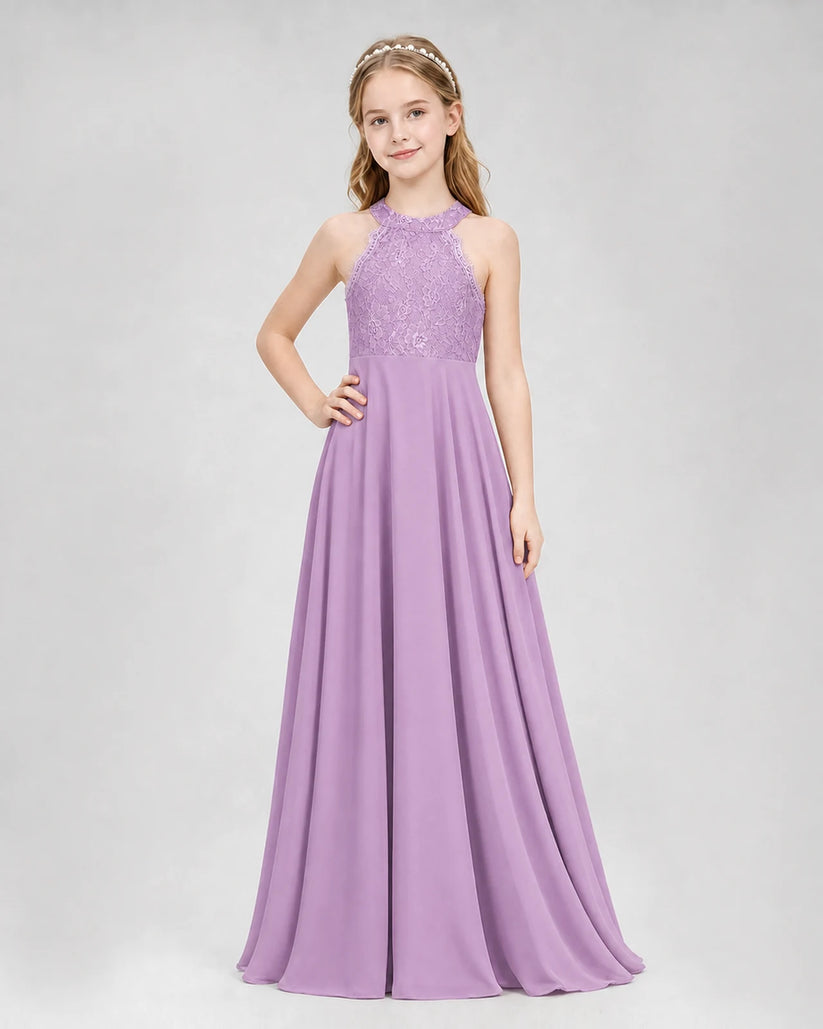 Lilac A-line Junior Bridesmaid Dresses Side
