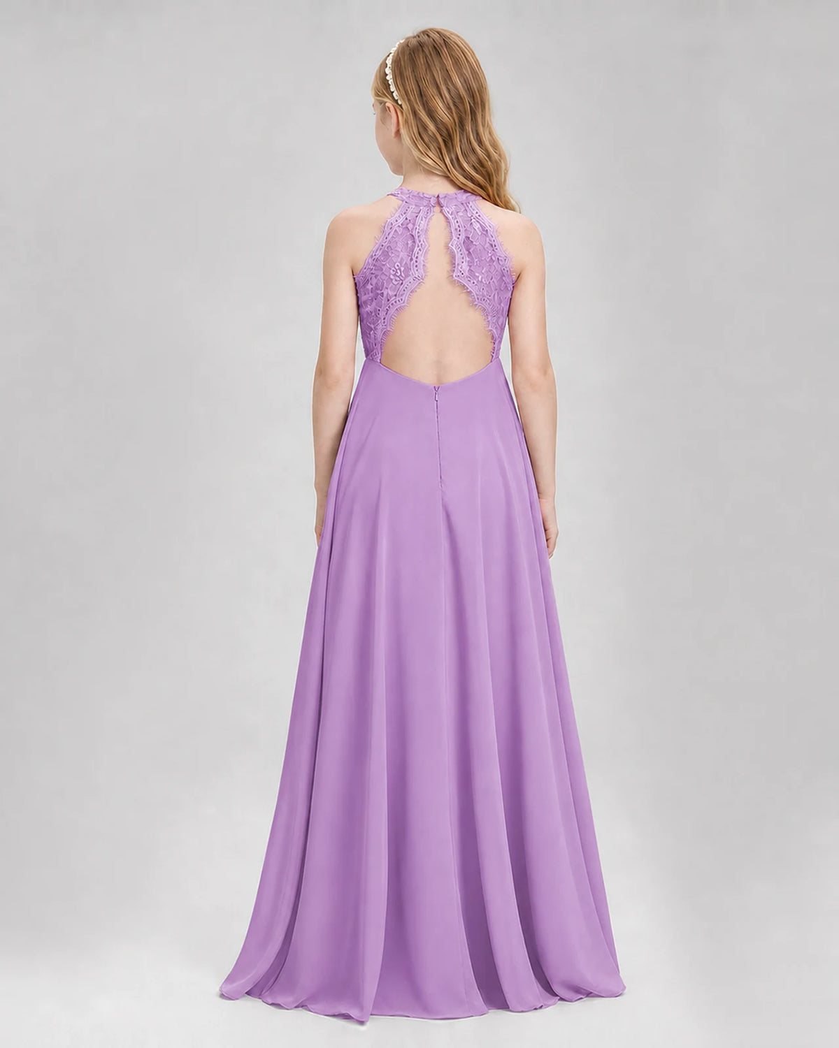 Lilac A-line Junior Bridesmaid Dresses Back