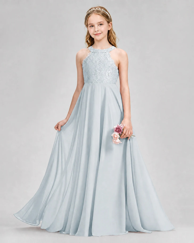 Mist A-line Junior Bridesmaid Dresses Front