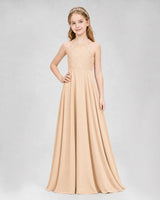 Peach A-line Junior Bridesmaid Dresses Side