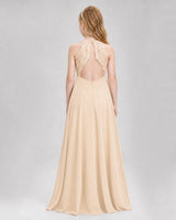 Peach A-line Junior Bridesmaid Dresses Back