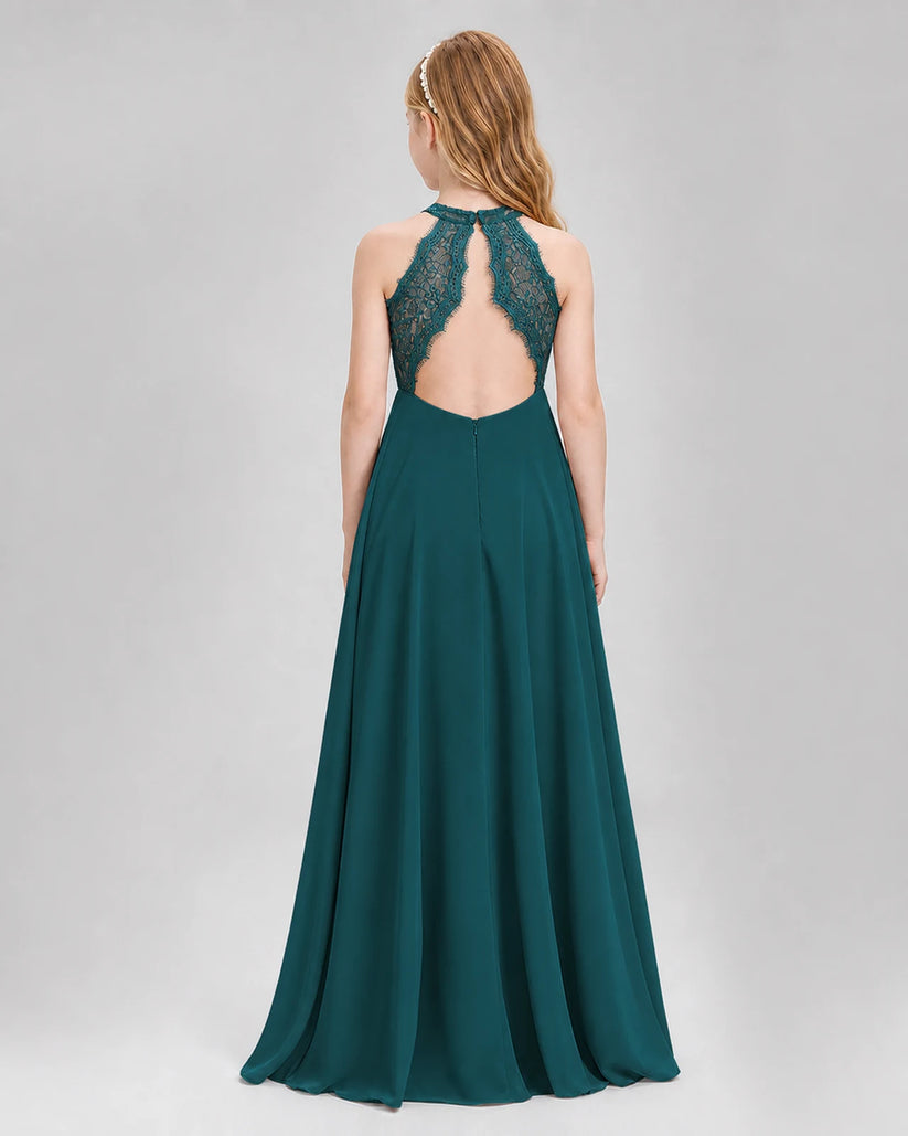 Peacock A-line Junior Bridesmaid Dresses Back