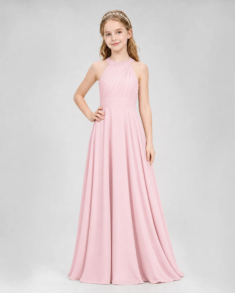 Pink A-line Junior Bridesmaid Dresses Side