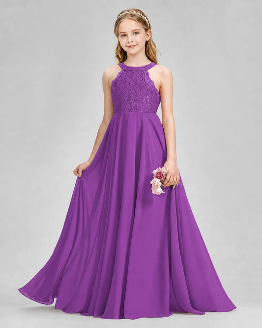 Purple A-line Junior Bridesmaid Dresses Front