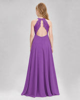 Purple A-line Junior Bridesmaid Dresses Back
