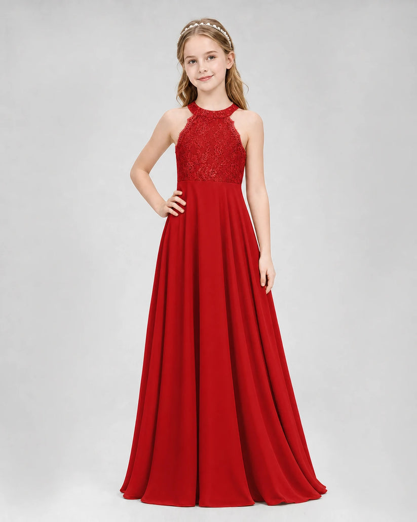 Red A-line Junior Bridesmaid Dresses Side