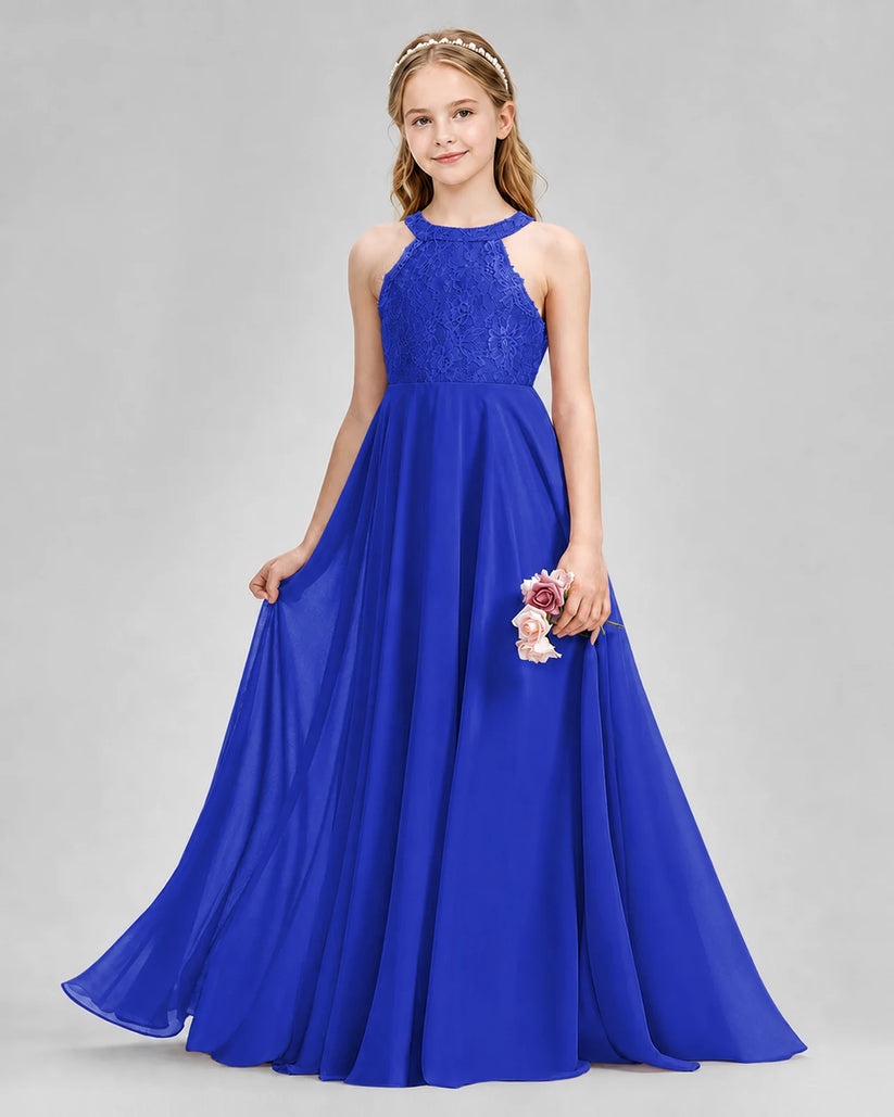 Royal Blue A-line Junior Bridesmaid Dresses Front