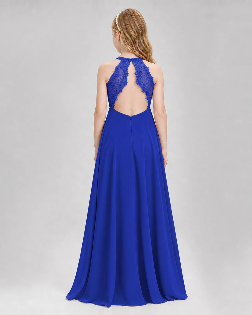 Royal Blue A-line Junior Bridesmaid Dresses Back
