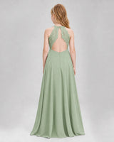 Sage Green A-line Junior Bridesmaid Dresses Back