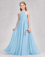 Sky Blue A-line Junior Bridesmaid Dresses Front