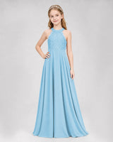 Sky Blue A-line Junior Bridesmaid Dresses Side