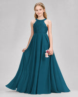 Teal A-line Junior Bridesmaid Dresses Front