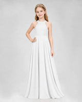 White A-line Junior Bridesmaid Dresses Side