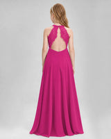 Hot Pink A-line Junior Bridesmaid Dresses Back