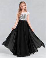 Black A-line Junior Bridesmaid Dress Front