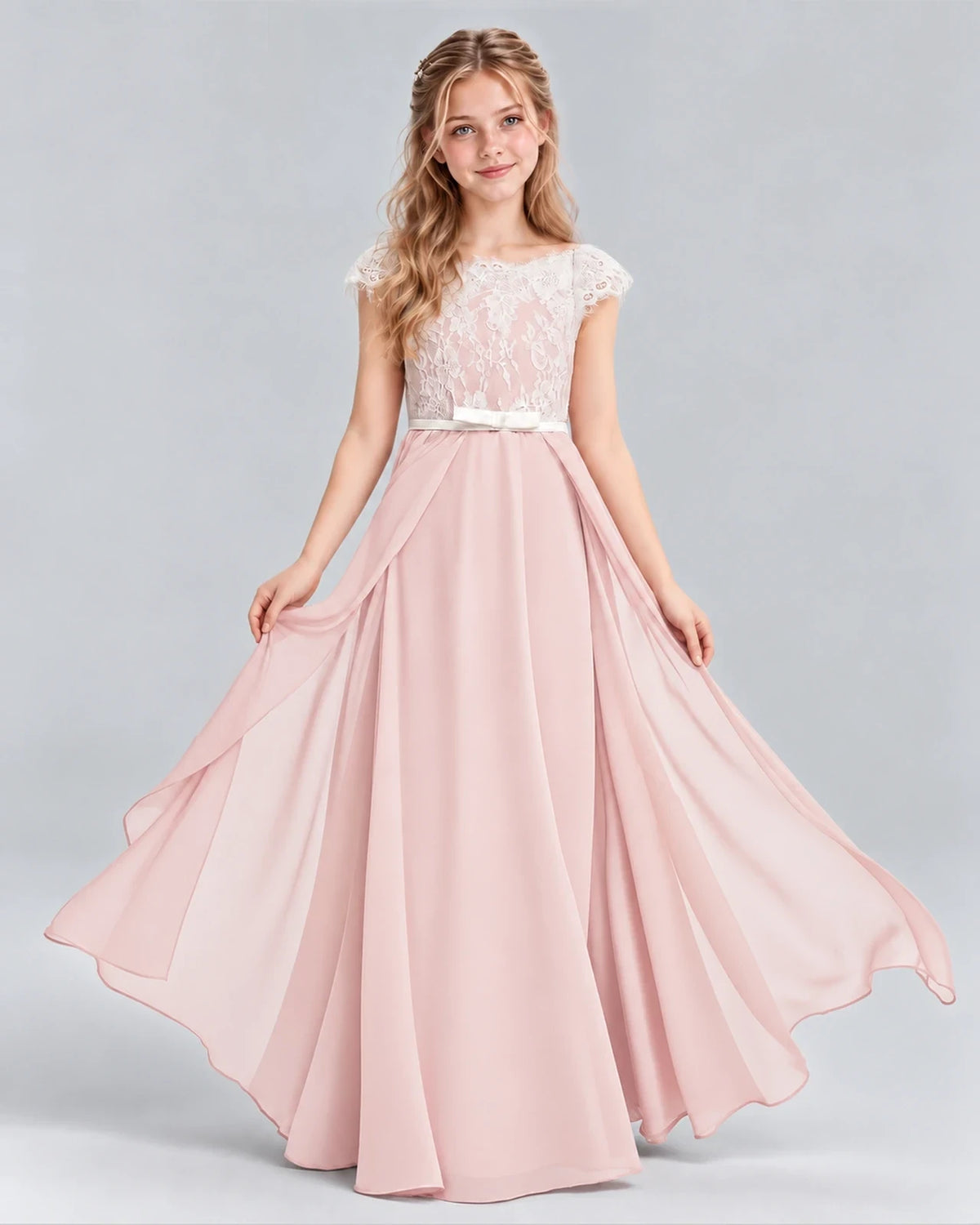 Blush Pink A-line Junior Bridesmaid Dress Front