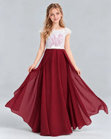Burgundy A-line Junior Bridesmaid Dress Front