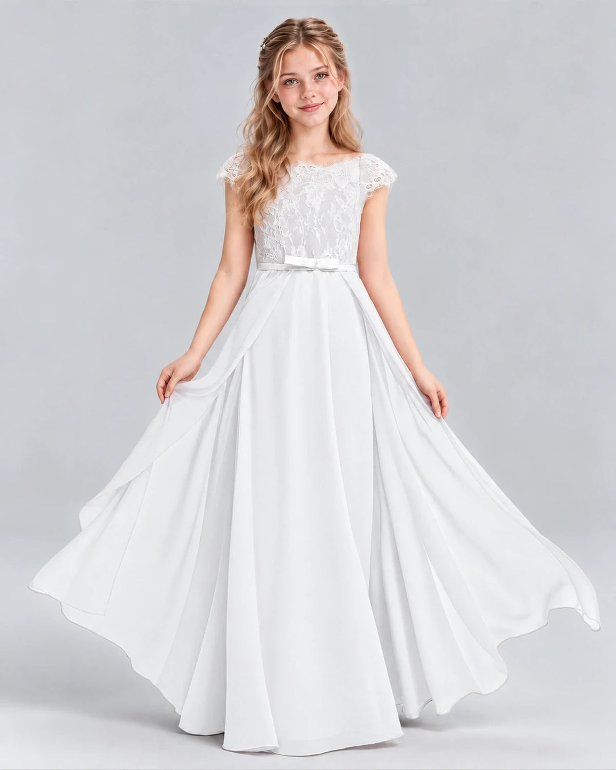 Ivory A-line Junior Bridesmaid Dress Front