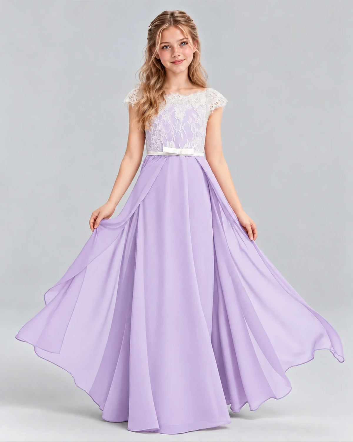 Lilac A-line Junior Bridesmaid Dress Front