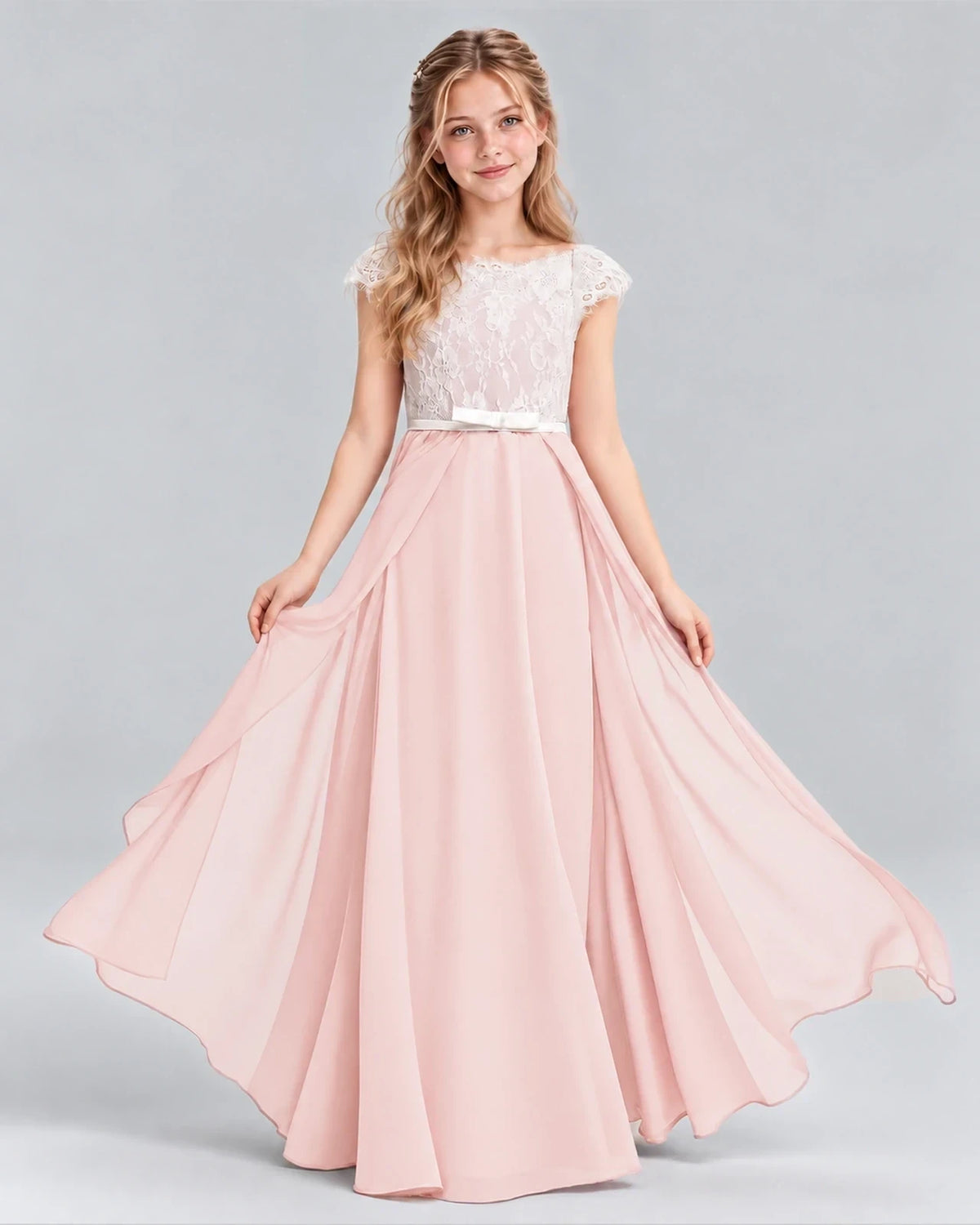 Pink A-line Junior Bridesmaid Dress Front