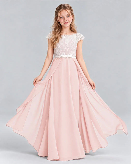 Pink A-line Junior Bridesmaid Dress Front