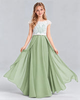 Sage Green A-line Junior Bridesmaid Dress Front